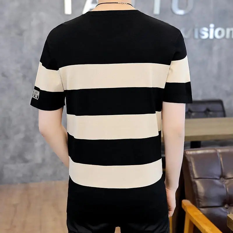 Round Neck Striped Casual T-Shirt