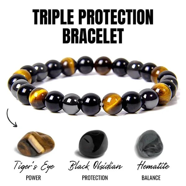 Magnetic Hematite Tiger Eye Obisidian Bracelet