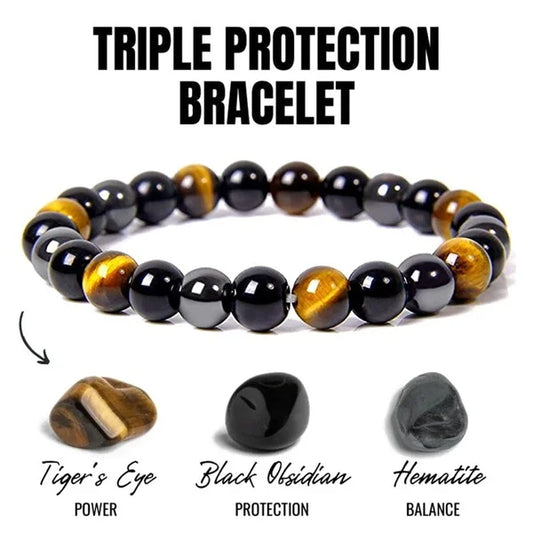 Magnetic Hematite Tiger Eye Obisidian Bracelet