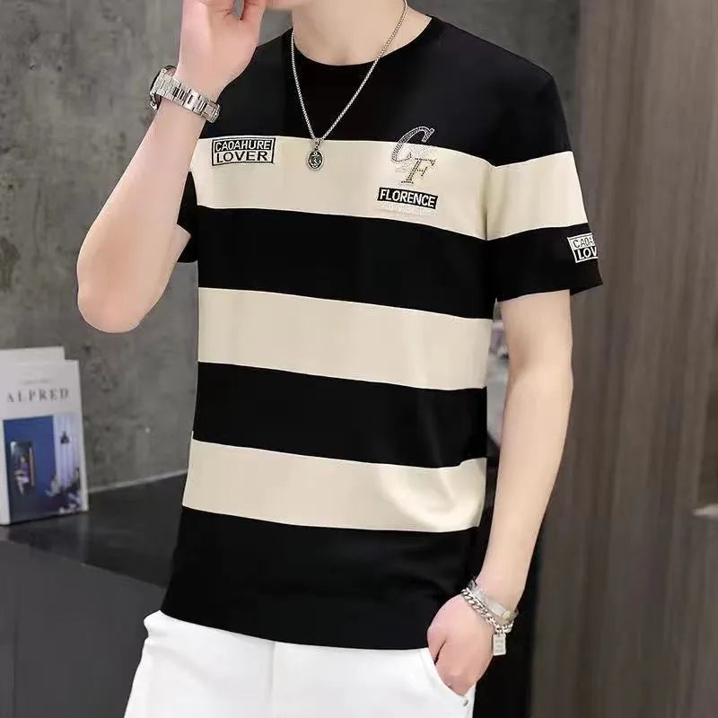 Round Neck Striped Casual T-Shirt