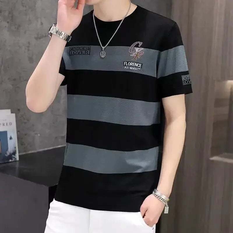 Round Neck Striped Casual T-Shirt